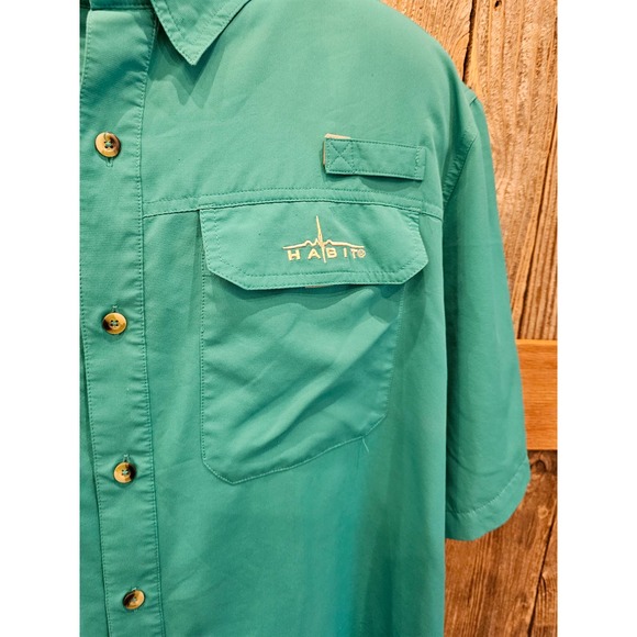 Habit fishing shirt men's XL Short Sleeve Vented performance teal button up - Picture 3 of 8